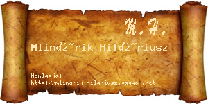 Mlinárik Hiláriusz névjegykártya
